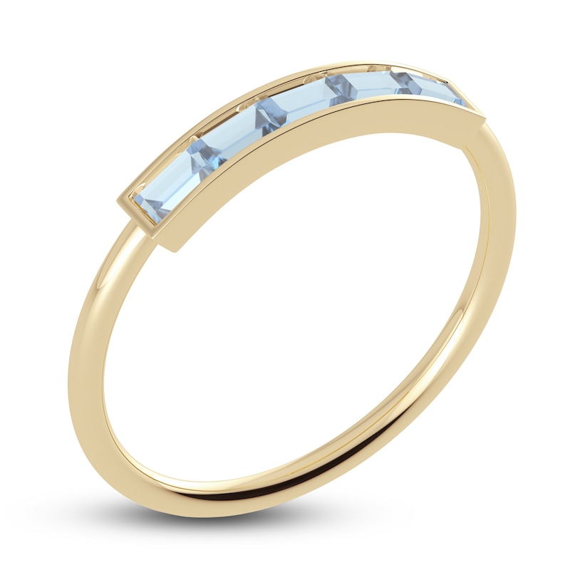 Main Image 2 of Juliette Maison Natural Aquamarine Baguette Bar Ring 10K Yellow Gold