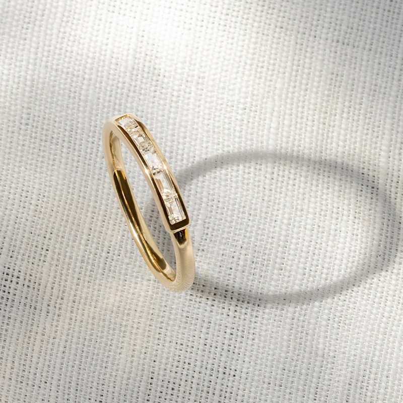 Main Image 4 of Juliette Maison Natural Aquamarine Baguette Bar Ring 10K Yellow Gold