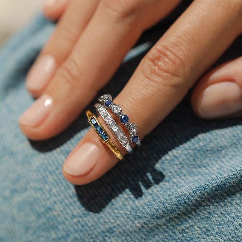 Main Image 5 of Juliette Maison Natural Aquamarine Baguette Bar Ring 10K Yellow Gold