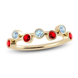 Juliette Maison Natural Ruby & Natural Aquamarine Ring 10K Yellow Gold