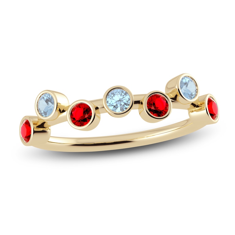 Main Image 1 of Juliette Maison Natural Ruby & Natural Aquamarine Ring 10K Yellow Gold