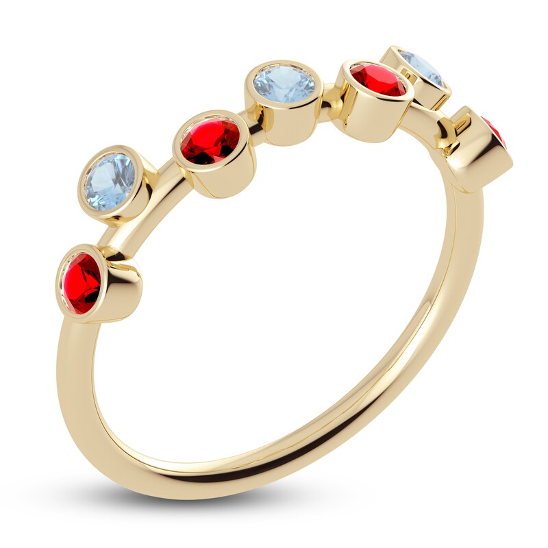 Main Image 2 of Juliette Maison Natural Ruby & Natural Aquamarine Ring 10K Yellow Gold