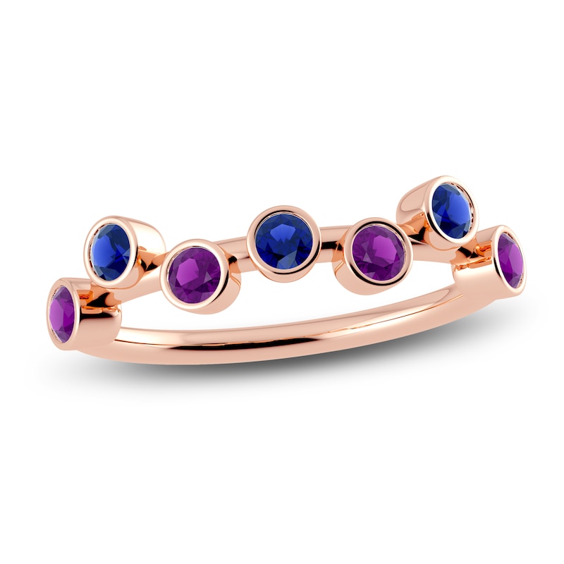 Main Image 1 of Juliette Maison Natural Amethyst & Natural Blue Sapphire Ring 10K Rose Gold