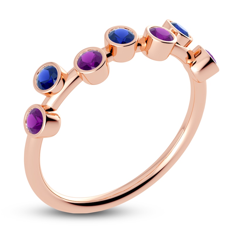 Main Image 2 of Juliette Maison Natural Amethyst & Natural Blue Sapphire Ring 10K Rose Gold