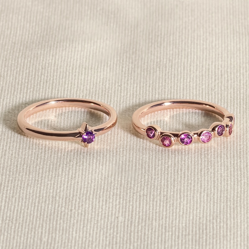 Main Image 4 of Juliette Maison Natural Amethyst & Natural Blue Sapphire Ring 10K Rose Gold