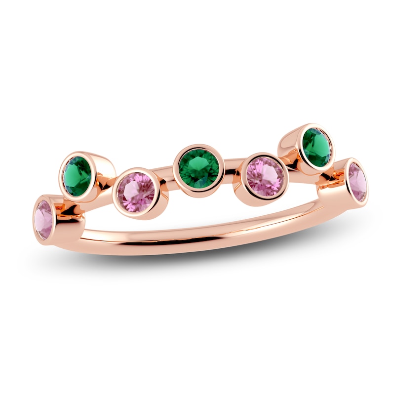 Main Image 1 of Juliette Maison Natural Emerald & Natural Pink Tourmaline Ring 10K Rose Gold