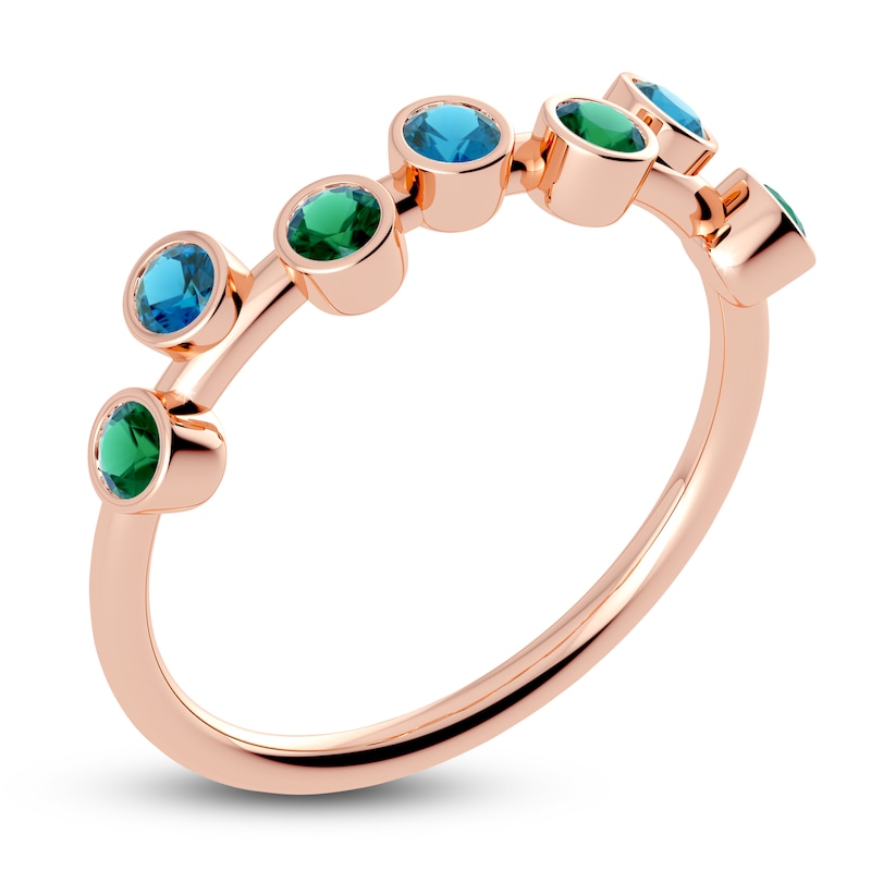 Main Image 2 of Juliette Maison Natural Blue Zircon & Natural Emerald Ring 10K Rose Gold