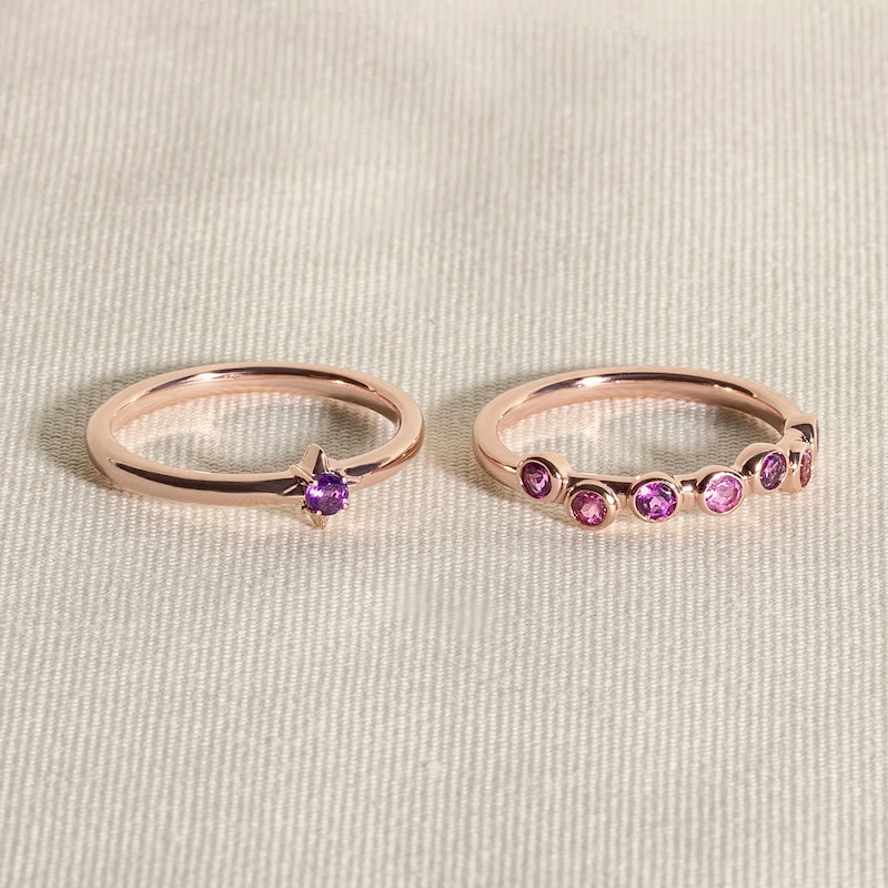 Main Image 4 of Juliette Maison Natural Blue Zircon & Natural Emerald Ring 10K Rose Gold