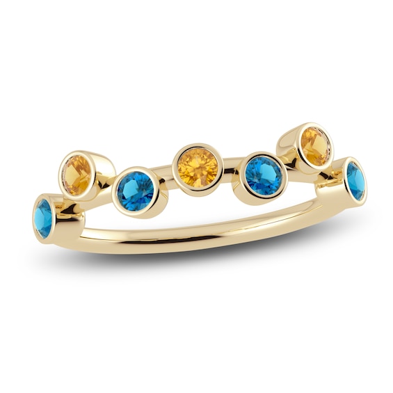 Juliette Maison Natural Citrine & Natural Blue Zircon Ring 10K Yellow Gold