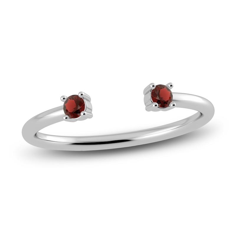 Juliette Maison Natural Garnet Cuff Ring 10K White Gold