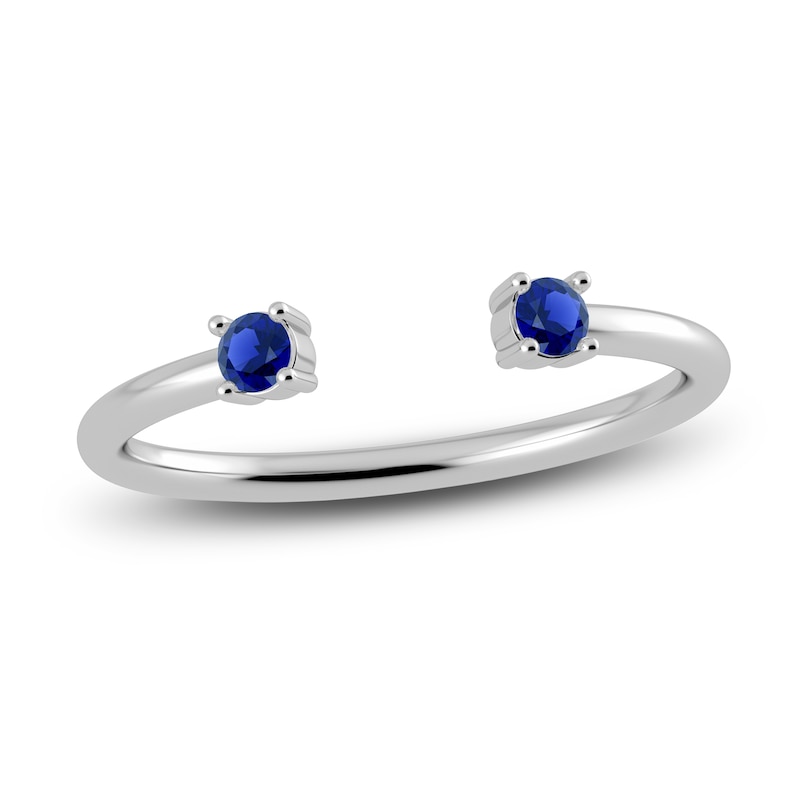 Main Image 1 of Juliette Maison Natural Blue Sapphire Cuff Ring 10K White Gold