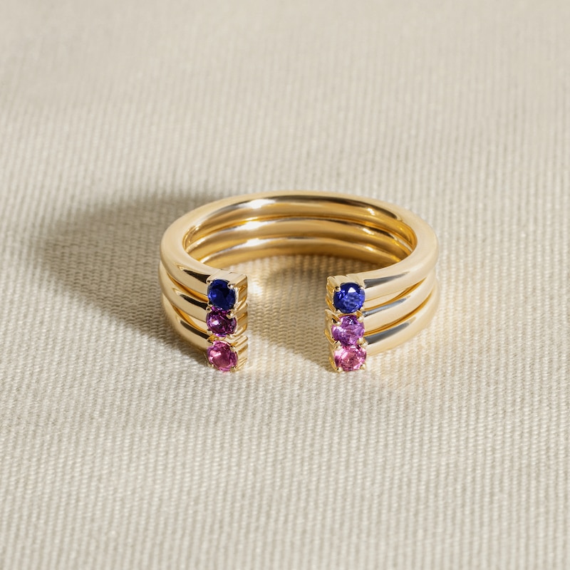 Main Image 4 of Juliette Maison Natural Blue Sapphire Cuff Ring 10K White Gold