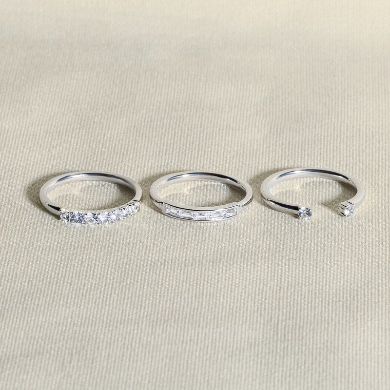 Main Image 4 of Juliette Maison Natural White Sapphire Half Eternity Ring 10K Rose Gold