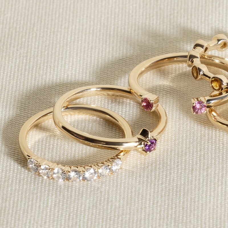 Main Image 5 of Juliette Maison Natural White Sapphire Half Eternity Ring 10K Rose Gold
