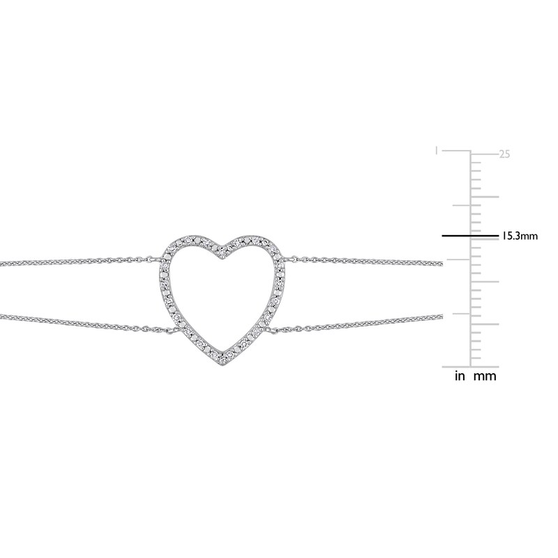 Diamond Heart Bracelet 1/10 ct tw Round 10K White Gold 7.25"