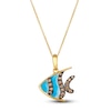 Thumbnail Image 1 of Le Vian Diamond Fish Pendant Necklace 1/4 ct tw Round Blue Enamel 14K Honey Gold 19"