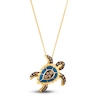 Thumbnail Image 0 of Le Vian Diamond Turtle Pendant Necklace 1/5 ct tw Round Blue Enamel 14K Honey Gold 19"