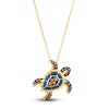 Thumbnail Image 1 of Le Vian Diamond Turtle Pendant Necklace 1/5 ct tw Round Blue Enamel 14K Honey Gold 19"