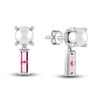 Thumbnail Image 1 of Juliette Maison Natural Pink Tourmaline Baguette and Freshwater Cultured Pearl Earrings 10K White Gold