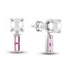 Thumbnail Image 0 of Juliette Maison Natural Pink Tourmaline Baguette and Freshwater Cultured Pearl Earrings 10K White Gold