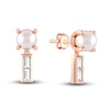 Thumbnail Image 1 of Juliette Maison Natural White Sapphire Baguette and Freshwater Cultured Pearl Earrings 10K Rose Gold