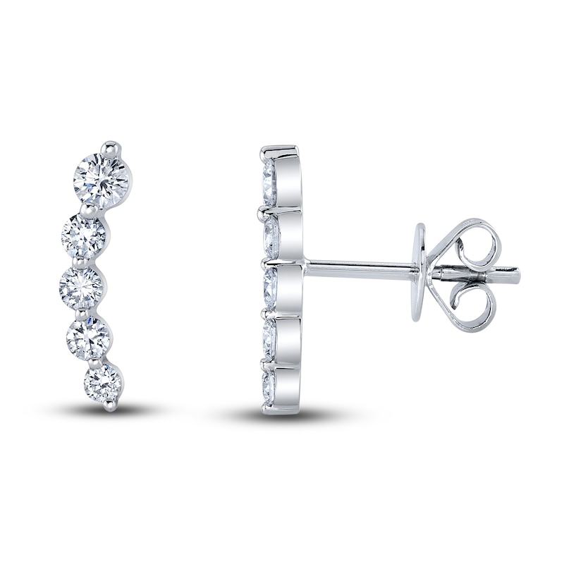 Main Image 2 of Shy Creation Diamond Climber Earrings 1/2 ct tw Round 14K White Gold SC55022685