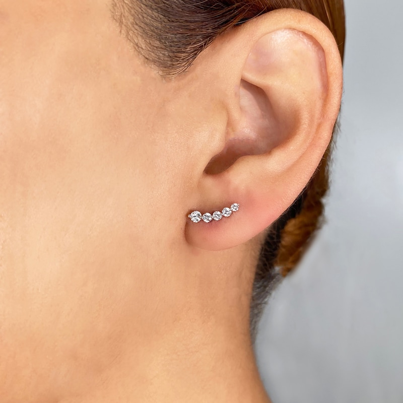 Main Image 3 of Shy Creation Diamond Climber Earrings 1/2 ct tw Round 14K White Gold SC55022685