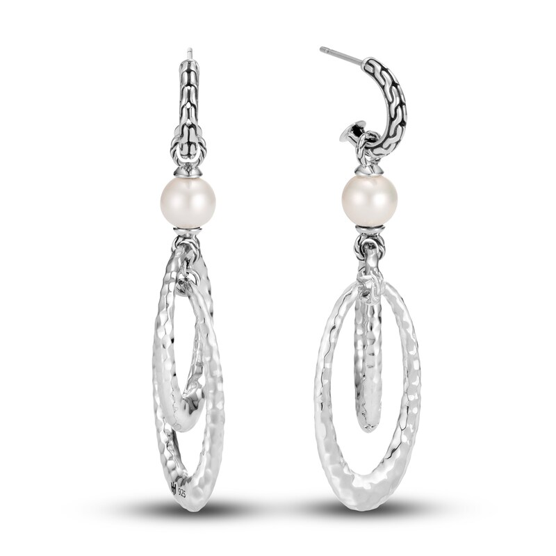 John Hardy Classic Chain Freshwater Cultured Pearl Drop Earrings Sterling Silver