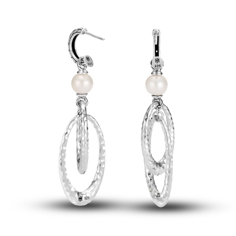 John Hardy Classic Chain Freshwater Cultured Pearl Drop Earrings Sterling Silver