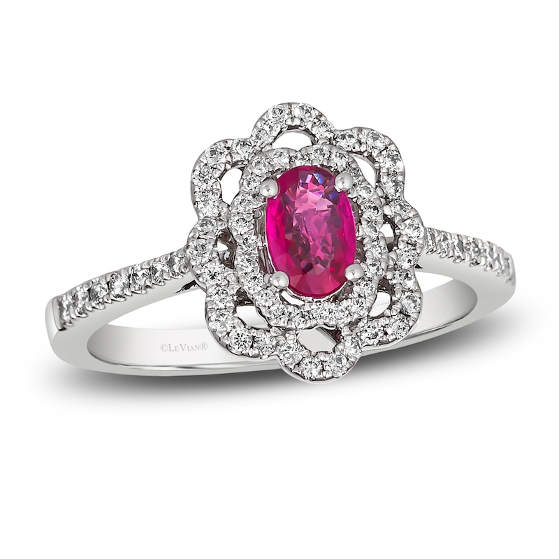 Main Image 1 of Le Vian Natural Ruby Ring 1/3 ct tw Diamonds Platinum
