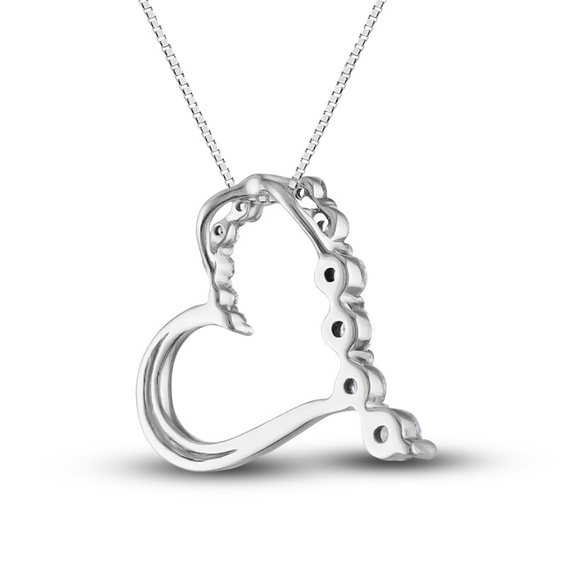 Main Image 2 of Diamond Heart Pendant Necklace 1/4 ct tw Round 14K White Gold 18"