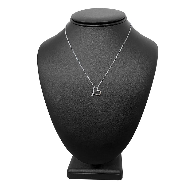 Main Image 4 of Diamond Heart Pendant Necklace 1/4 ct tw Round 14K White Gold 18"