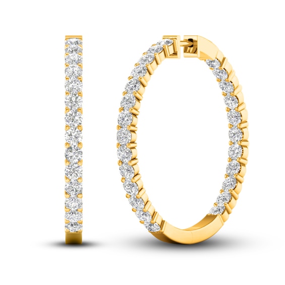 LabCreated Diamond Hoop Earrings 7 ct tw Round 14K Yellow Gold Jared