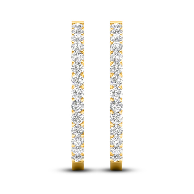 Main Image 3 of Lab-Grown Diamond Hoop Earrings 7 ct tw Round 14K Yellow Gold