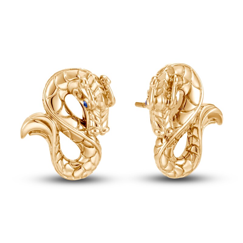 John Hardy Natural Blue Sapphire Stud Earrings 18K Yellow Gold