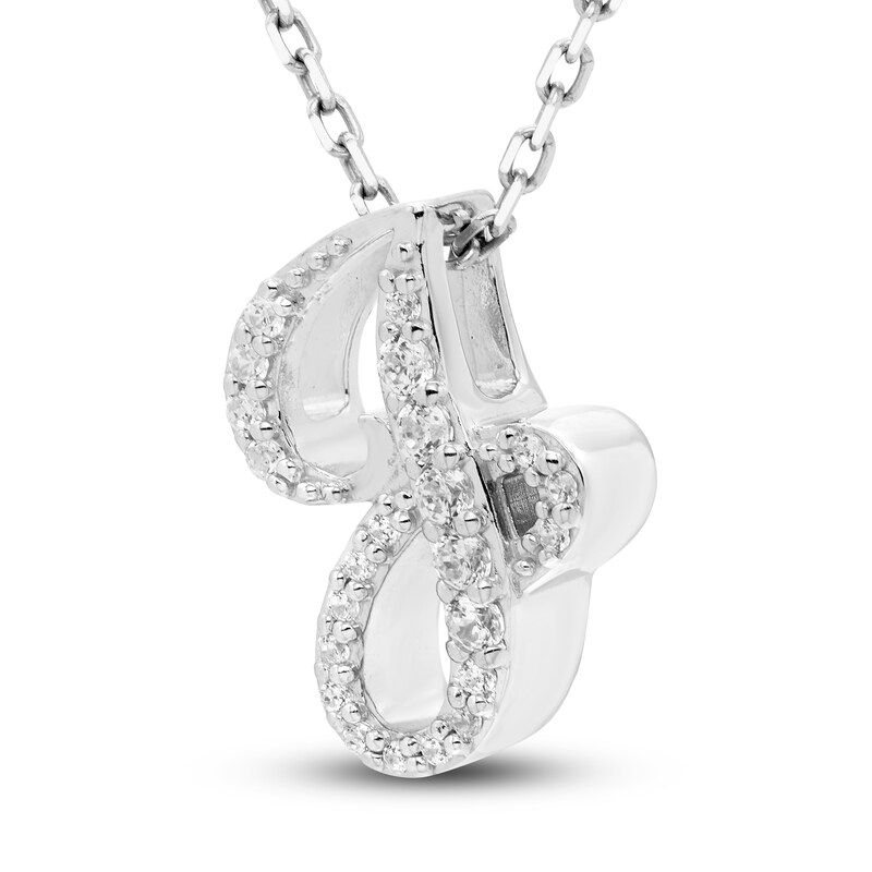 Main Image 2 of Diamond Initial J Pendant Necklace 1/10 ct tw Round 10K White Gold