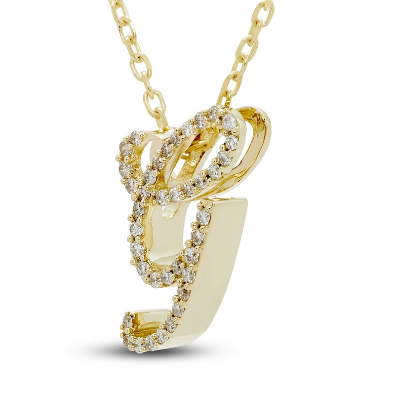 Main Image 2 of Diamond Initial G Pendant Necklace 1/10 ct tw Round 10K Yellow Gold 18"