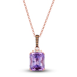 Le Vian Natural Amethyst Necklace 1/6 ct tw Diamonds 14K Strawberry Gold