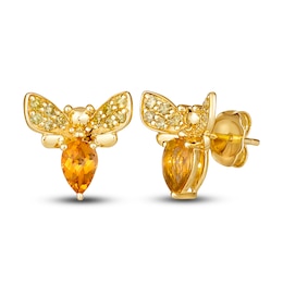 Le Vian Natural Citrine Bumblebee Earrings 1/5 ct tw Diamonds 14K Honey Gold