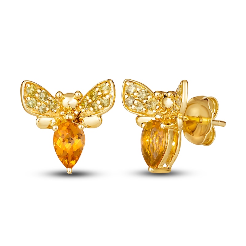 Le Vian Natural Citrine Bumblebee Earrings 1/5 ct tw Diamonds 14K Honey Gold