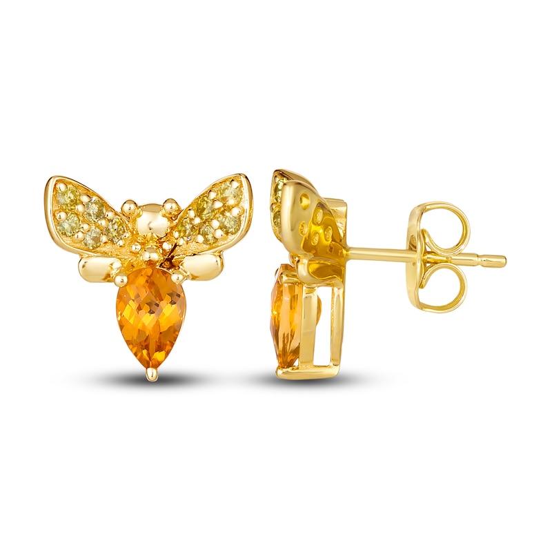 Main Image 2 of Le Vian Natural Citrine Bumblebee Earrings 1/5 ct tw Diamonds 14K Honey Gold