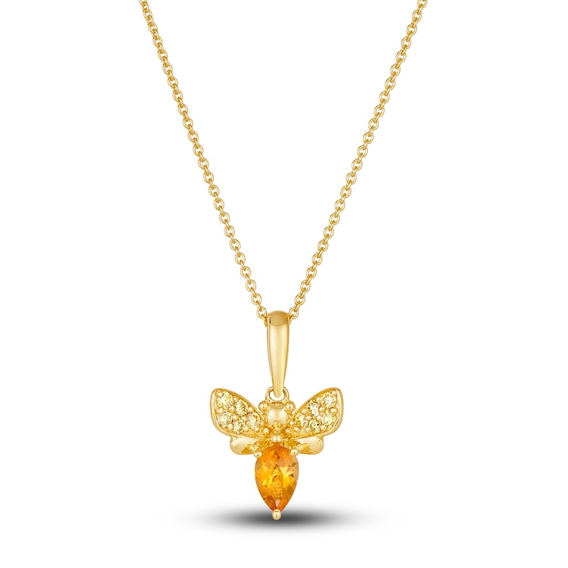 Le Vian Natural Citrine Bumblebee Necklace 1/10 ct tw Diamonds 14K Honey Gold 19"