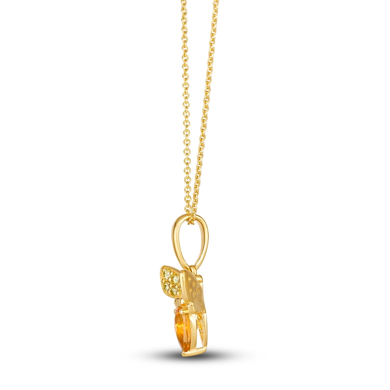 Main Image 2 of Le Vian Natural Citrine Bumblebee Necklace 1/10 ct tw Diamonds 14K Honey Gold 19"