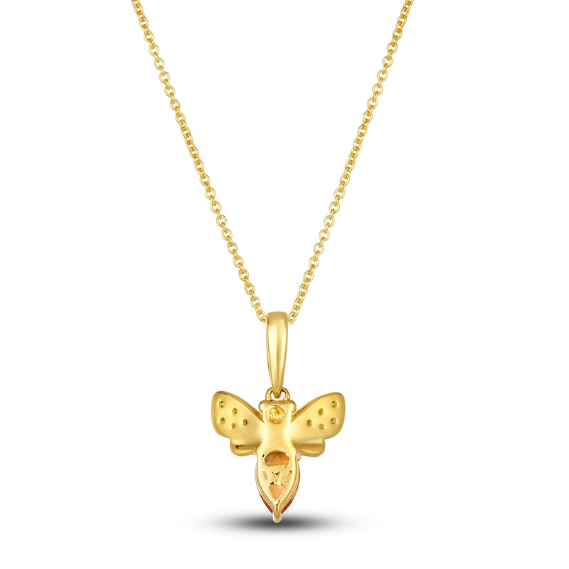 Main Image 3 of Le Vian Natural Citrine Bumblebee Necklace 1/10 ct tw Diamonds 14K Honey Gold 19"