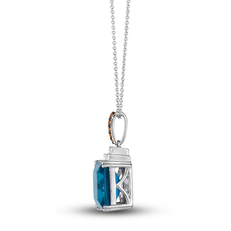 Main Image 2 of Le Vian Natural Blue Topaz Pendant Necklace 1/6 ct tw Diamonds 14K Vanilla Gold 19"
