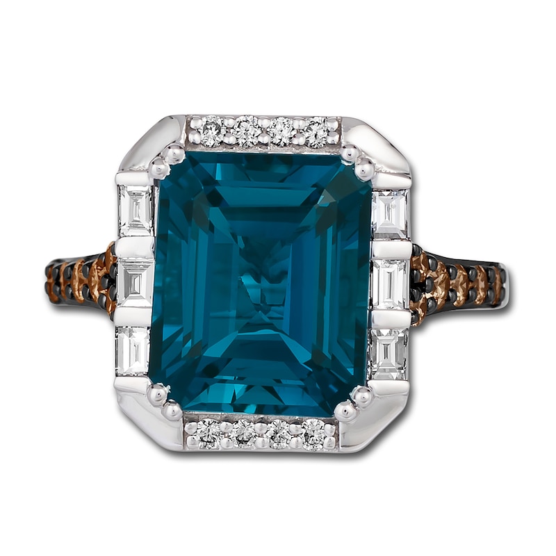 Main Image 3 of Le Vian Natural Blue Topaz Pendant Ring 5/8 ct tw Diamonds 14K Vanilla Gold
