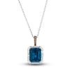 Thumbnail Image 1 of Le Vian Natural Blue Topaz Pendant Necklace 1/3 ct tw Diamonds 14K Vanilla Gold 19"