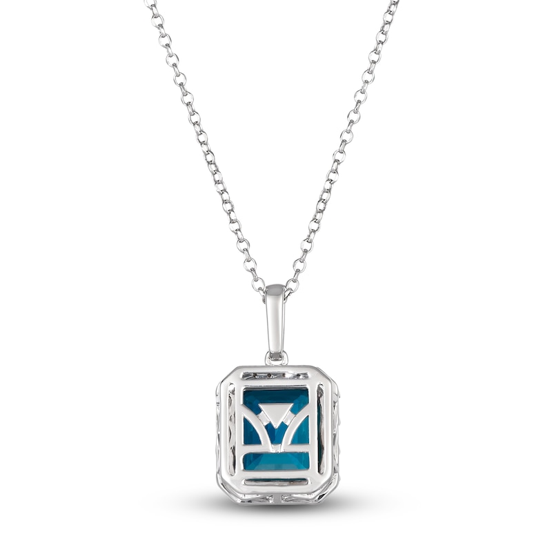 Le Vian Natural Blue Topaz Pendant Necklace 1/3 ct tw Diamonds 14K Vanilla Gold 19"