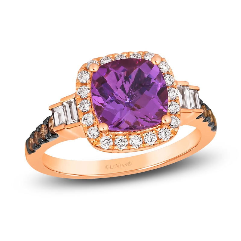 Le Vian Natural Amethyst Ring 1/2 ct tw Diamonds 14K Strawberry Gold ...