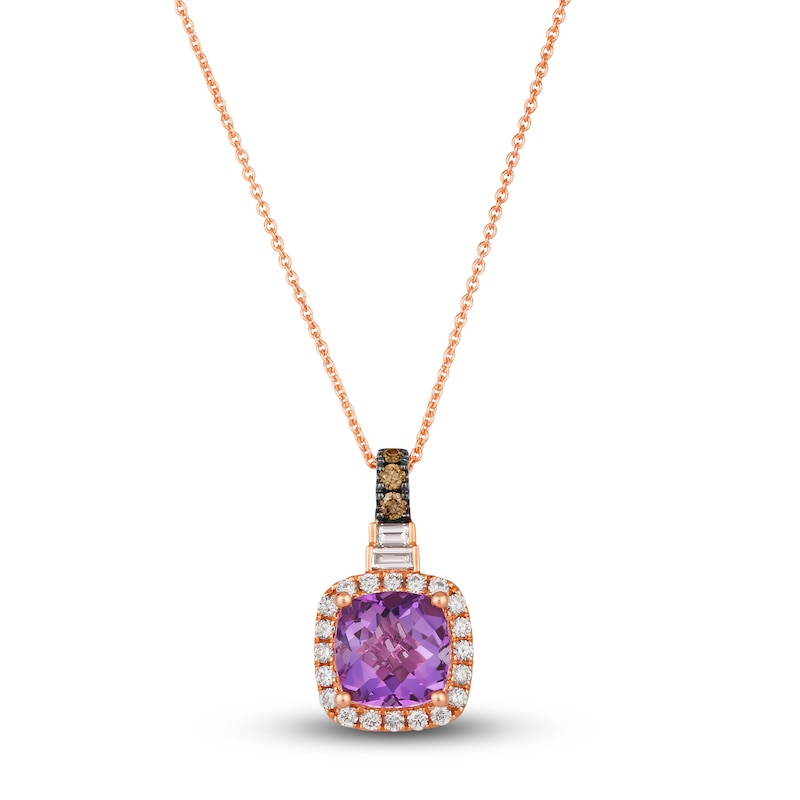 Main Image 1 of Le Vian Natural Amethyst Necklace 1/3 ct tw Diamonds 14K Strawberry Gold 19"